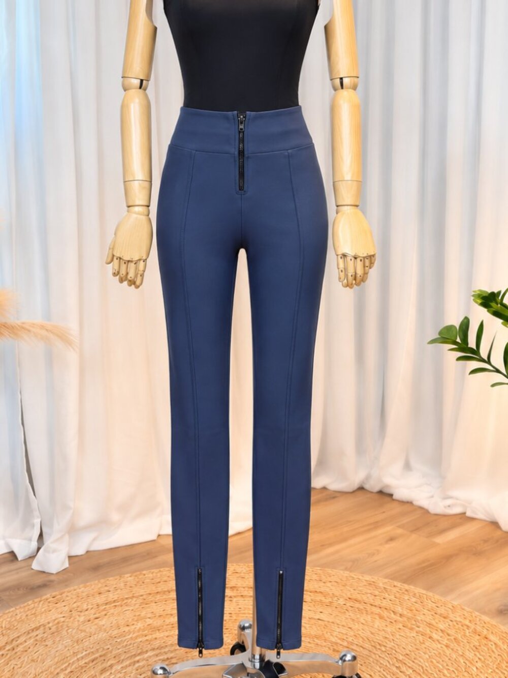 High Waist Sculpting Skinny Pants Front & Ankle Zipper NWT